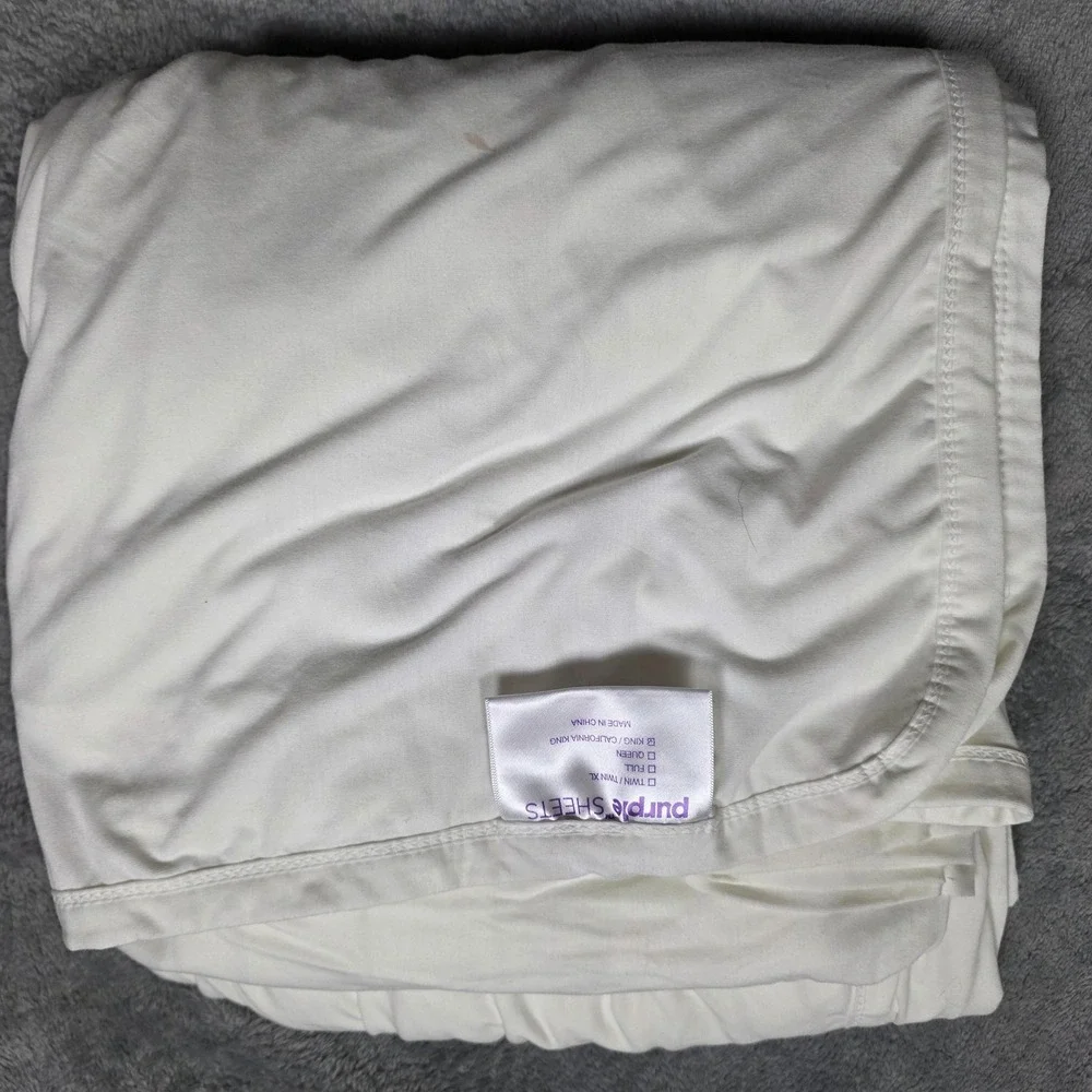 Purple Sheets King California King White Bamboo Blend Stretch Flat Sheet Only